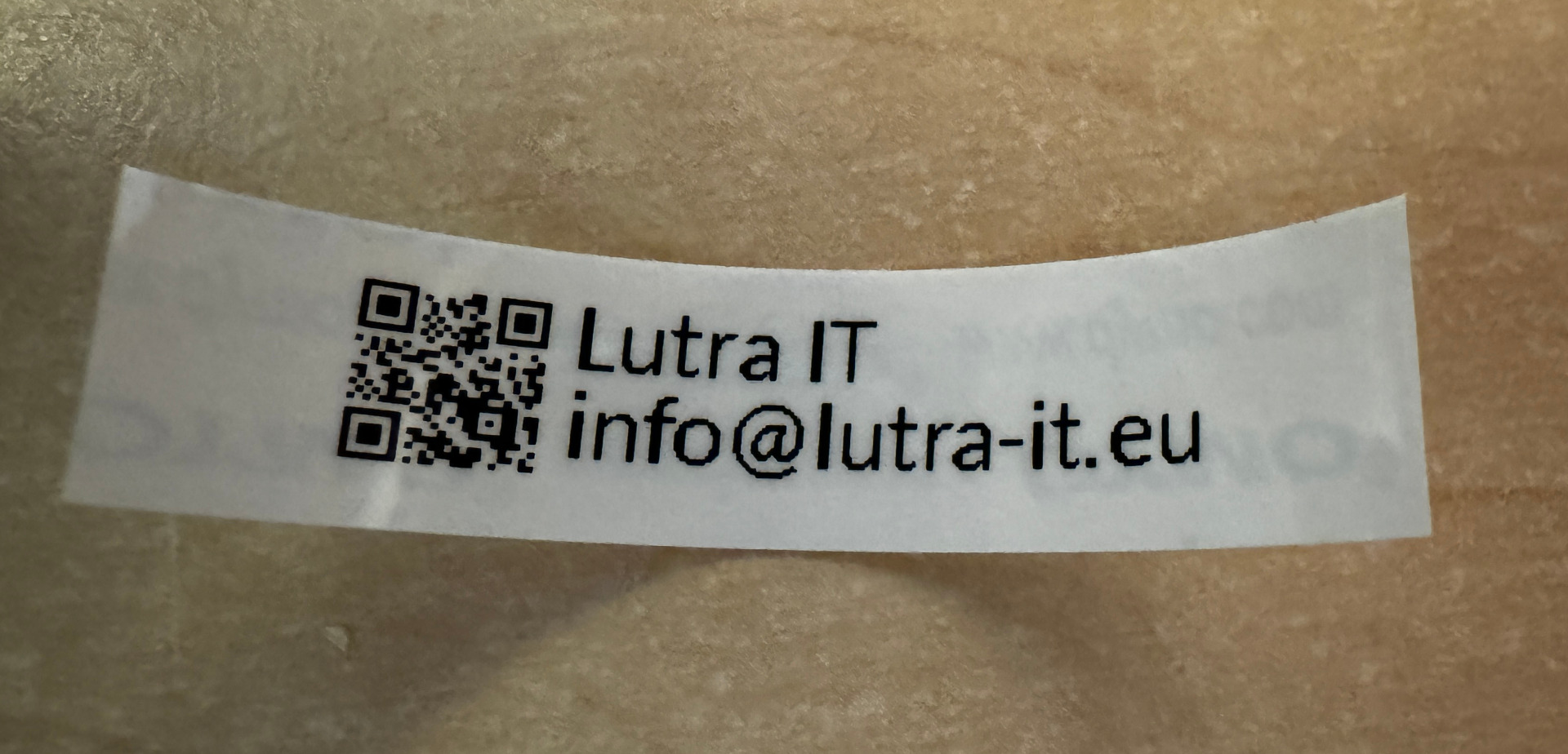 photo of label with QRcode on it